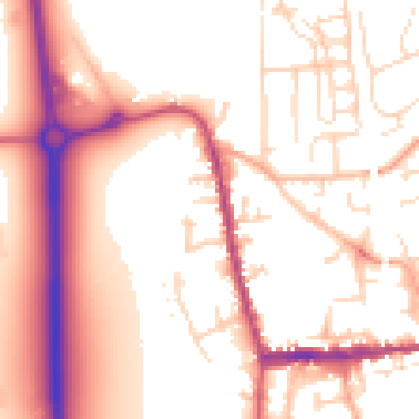 Daytime road noise heatmap for SG18 0AF