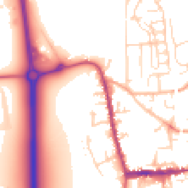Daytime road noise heatmap for SG18 0AG