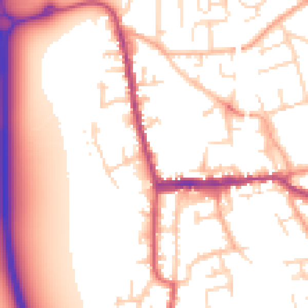 Daytime road noise heatmap for SG18 0AL