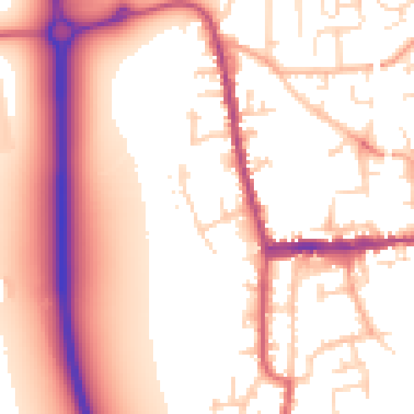 Daytime road noise heatmap for SG18 0AN