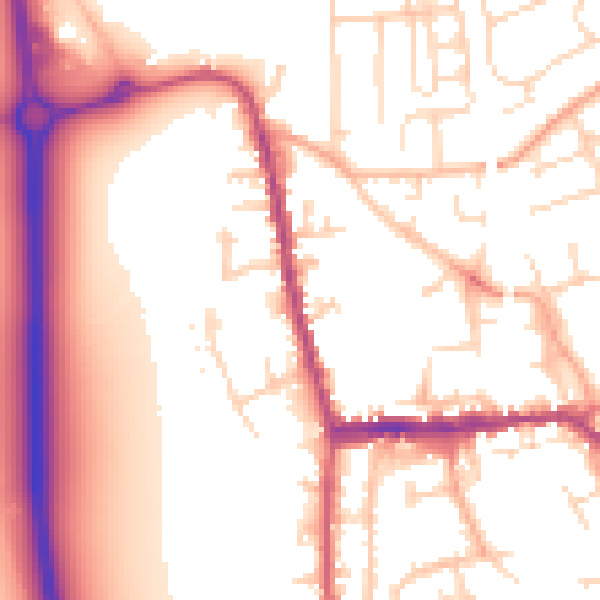 Daytime road noise heatmap for SG18 0AP