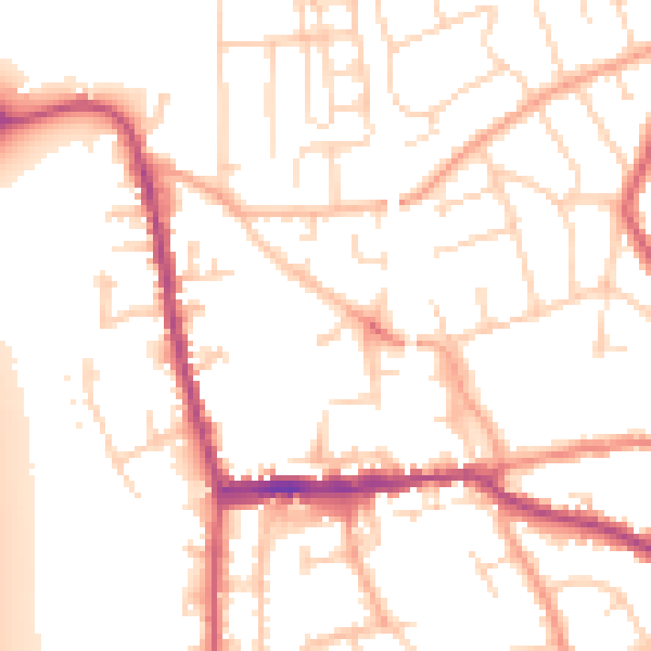 Daytime road noise heatmap for SG18 0AQ