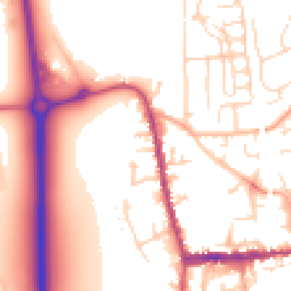 Daytime road noise heatmap for SG18 0AR