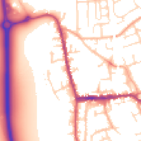 Daytime road noise heatmap for SG18 0AS