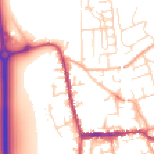 Daytime road noise heatmap for SG18 0BA