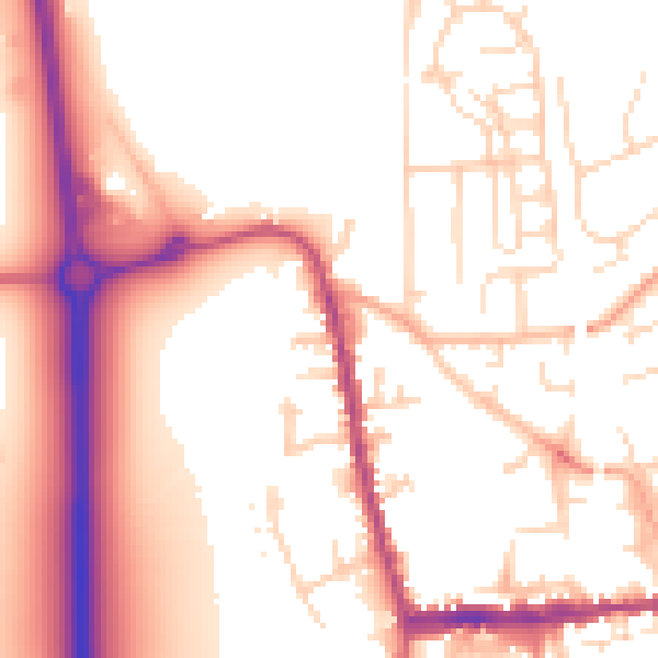 Daytime road noise heatmap for SG18 0BB