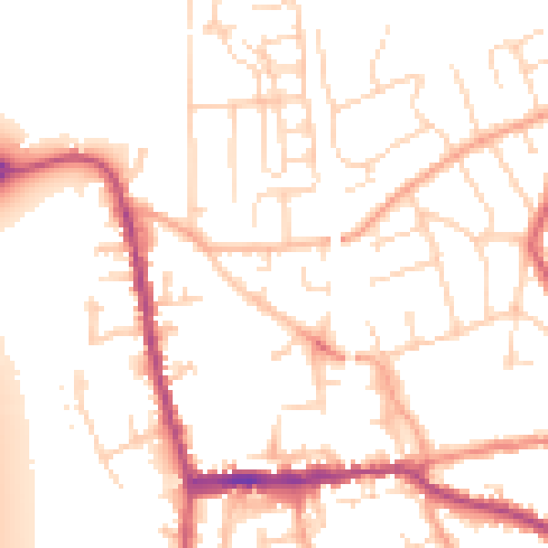 Daytime road noise heatmap for SG18 0BG