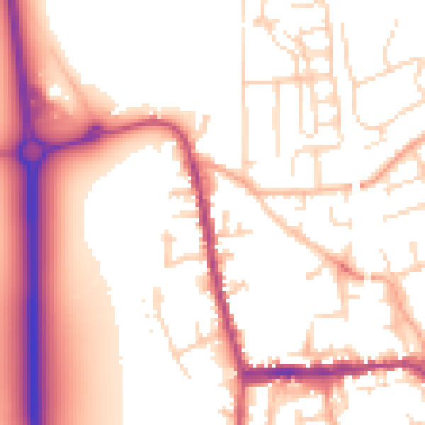 Daytime road noise heatmap for SG18 0BH