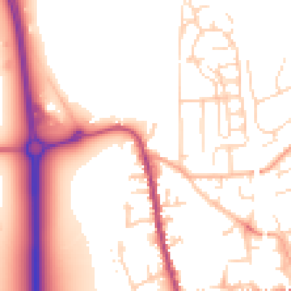 Daytime road noise heatmap for SG18 0BL