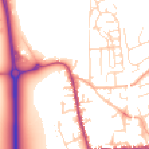 Daytime road noise heatmap for SG18 0BN