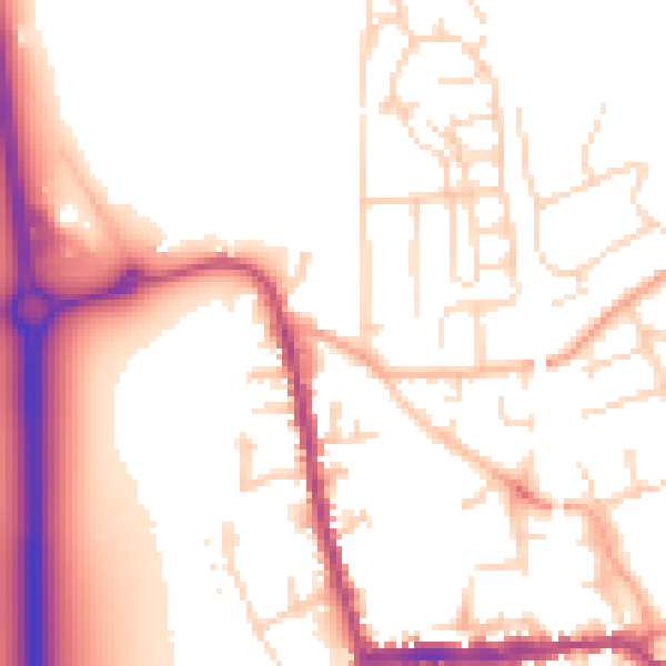 Daytime road noise heatmap for SG18 0BP