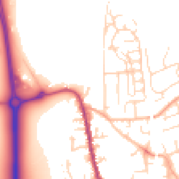 Daytime road noise heatmap for SG18 0BQ
