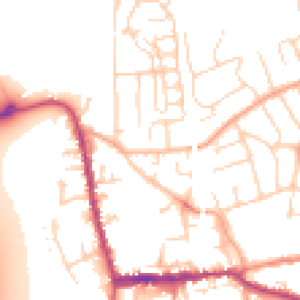 Daytime road noise heatmap for SG18 0BT
