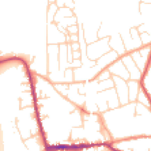 Daytime road noise heatmap for SG18 0BW