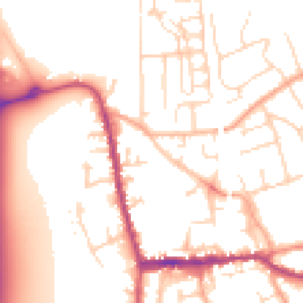 Daytime road noise heatmap for SG18 0BX