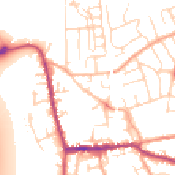 Daytime road noise heatmap for SG18 0BY
