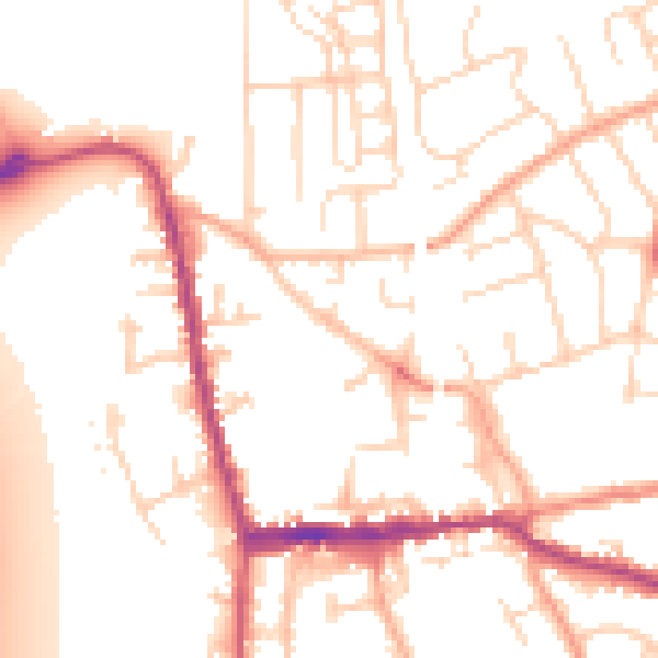 Daytime road noise heatmap for SG18 0BZ