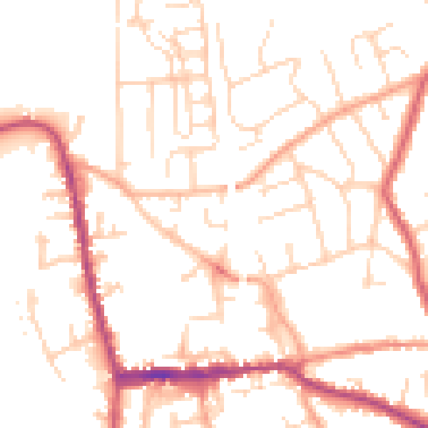 Daytime road noise heatmap for SG18 0DA