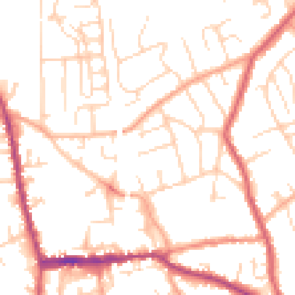 Daytime road noise heatmap for SG18 0DD