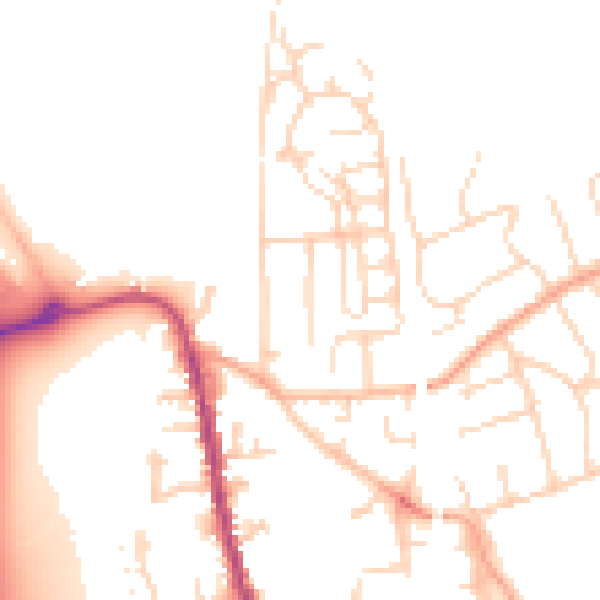 Daytime road noise heatmap for SG18 0DE