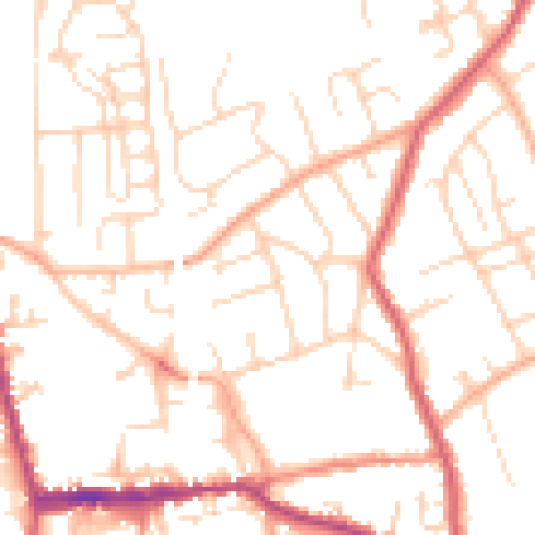 Daytime road noise heatmap for SG18 0DH