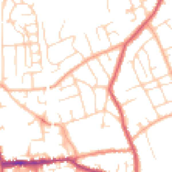 Daytime road noise heatmap for SG18 0DJ