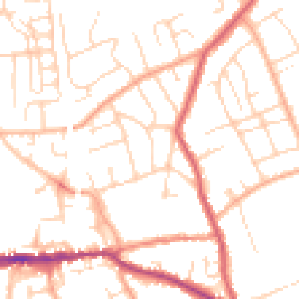 Daytime road noise heatmap for SG18 0DL