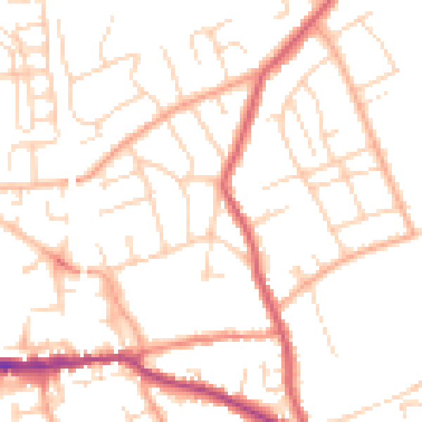 Daytime road noise heatmap for SG18 0DR
