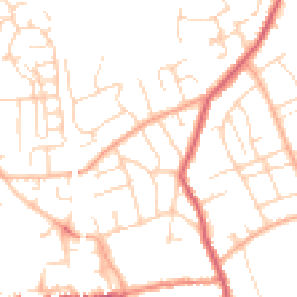 Daytime road noise heatmap for SG18 0DS