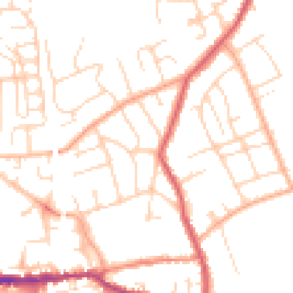 Daytime road noise heatmap for SG18 0DT