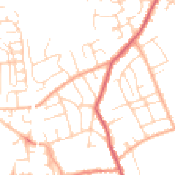 Daytime road noise heatmap for SG18 0DY