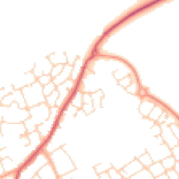 Daytime road noise heatmap for SG18 0FJ