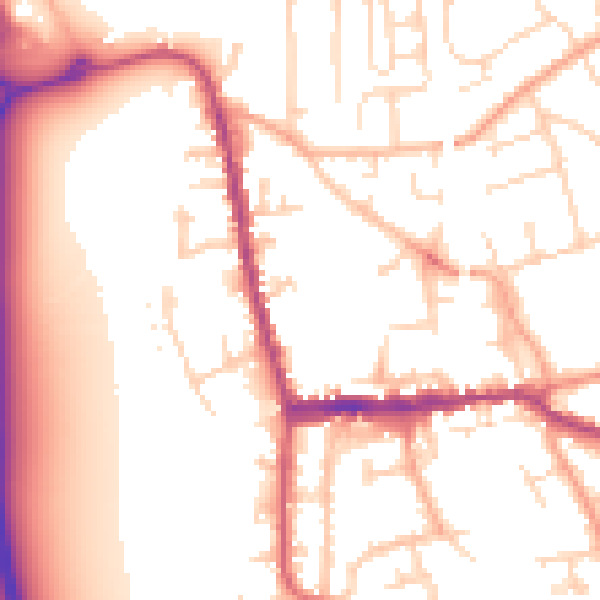 Daytime road noise heatmap for SG18 0FW