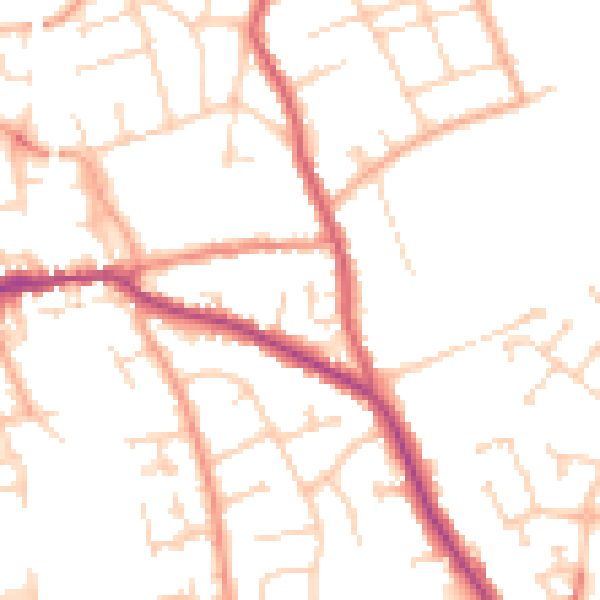 Daytime road noise heatmap for SG18 0GY