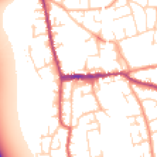 Daytime road noise heatmap for SG18 0JL