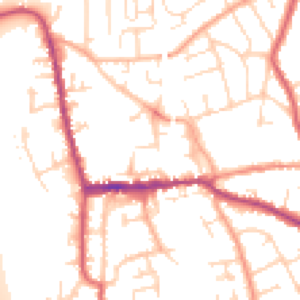 Daytime road noise heatmap for SG18 0JU