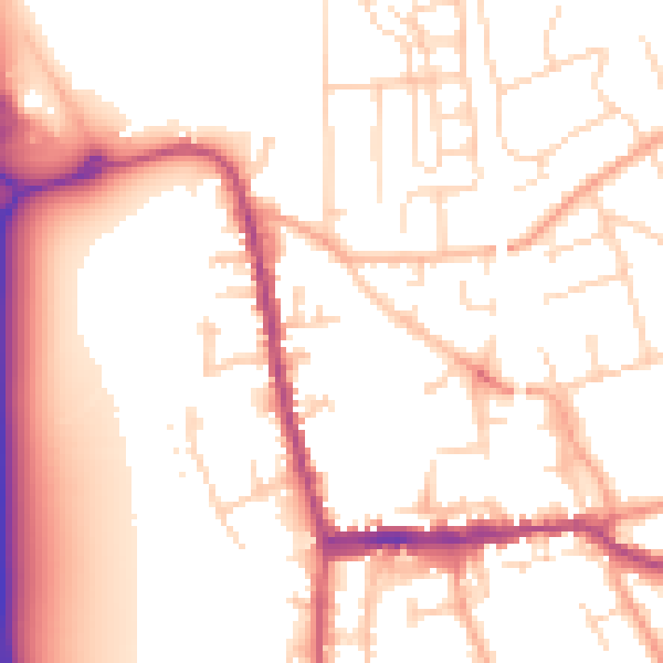 Daytime road noise heatmap for SG18 0LY