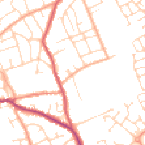 Daytime road noise heatmap for SG18 0NH