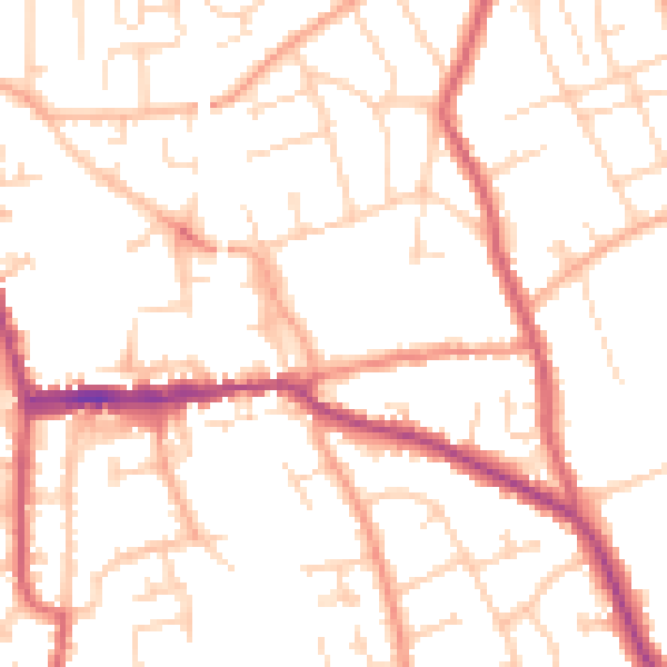 Daytime road noise heatmap for SG18 0PR