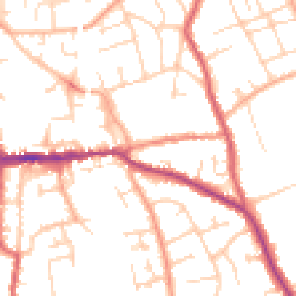 Daytime road noise heatmap for SG18 0PU