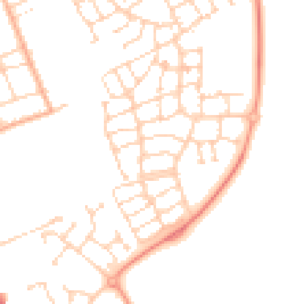 Daytime road noise heatmap for SG18 8FX