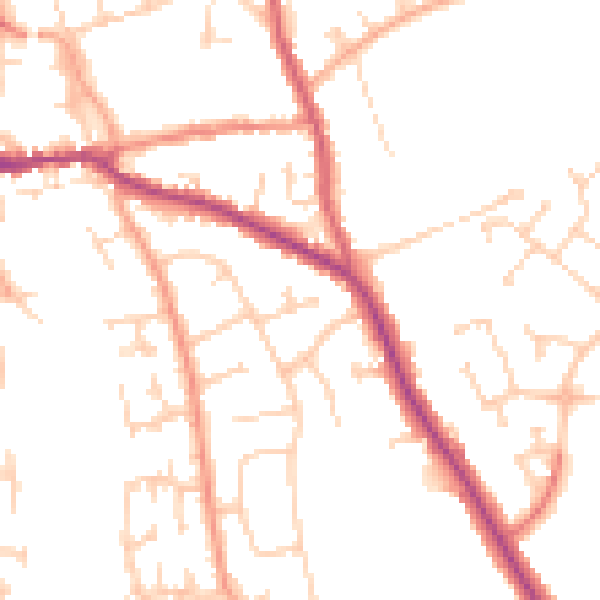 Daytime road noise heatmap for SG18 8NF