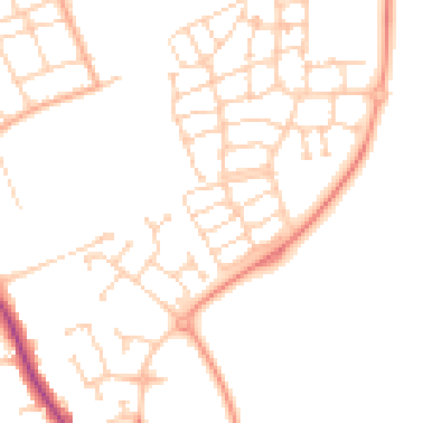 Daytime road noise heatmap for SG18 8NP
