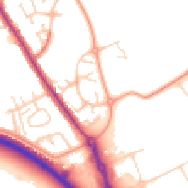 Daytime road noise heatmap for SG18 8SL