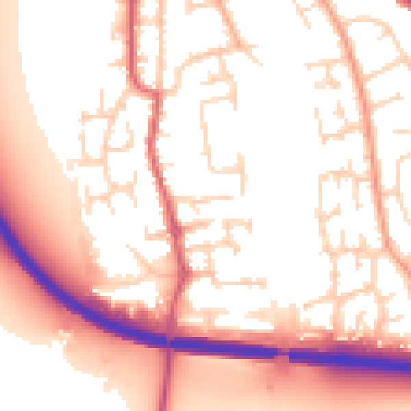 Daytime road noise heatmap for SG18 8SY