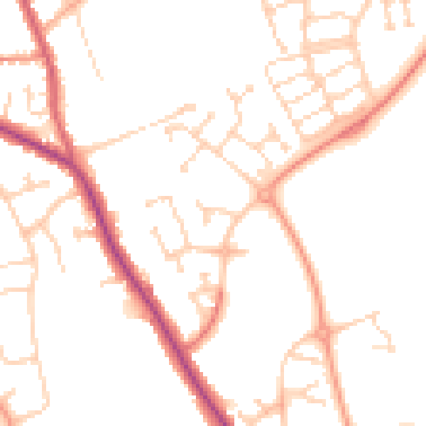 Daytime road noise heatmap for SG18 8TT