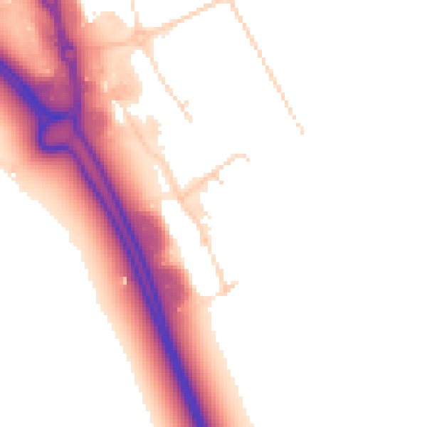 Daytime road noise heatmap for SG18 8YL
