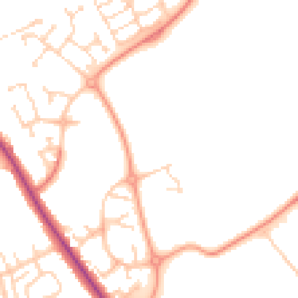 Daytime road noise heatmap for SG18 8YW