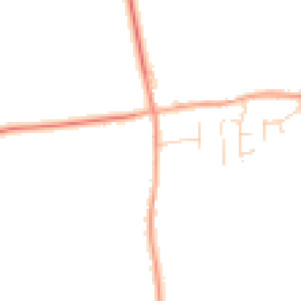 Daytime road noise heatmap for SG18 9BT