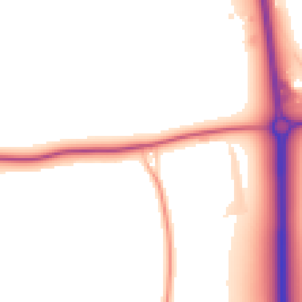 Daytime road noise heatmap for SG18 9DP